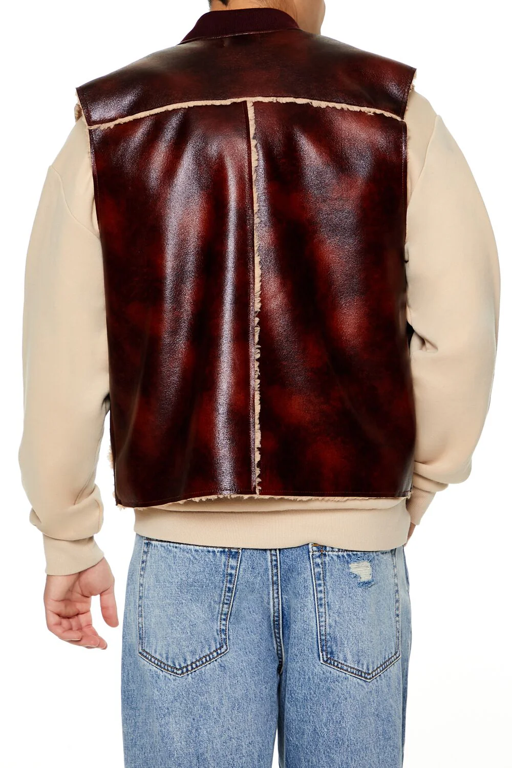 Faux Leather & Shearling Vest - Image 5