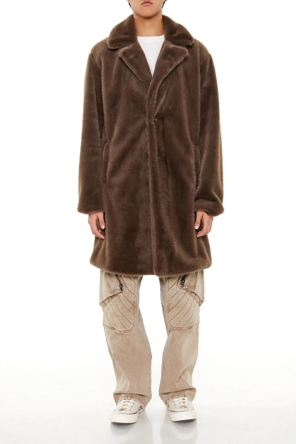 Notched Faux Fur Coat - Image 2