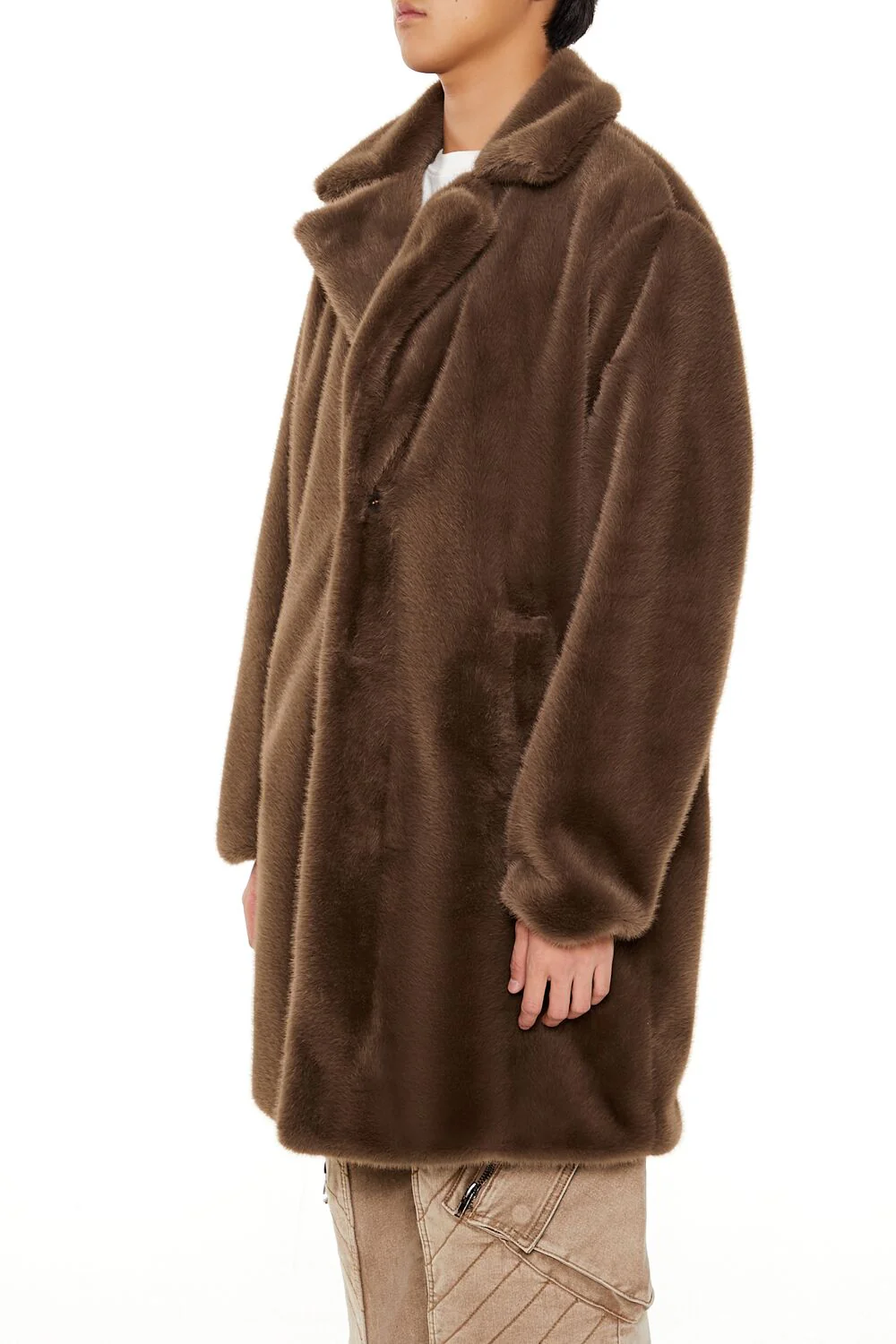 Notched Faux Fur Coat - Image 4