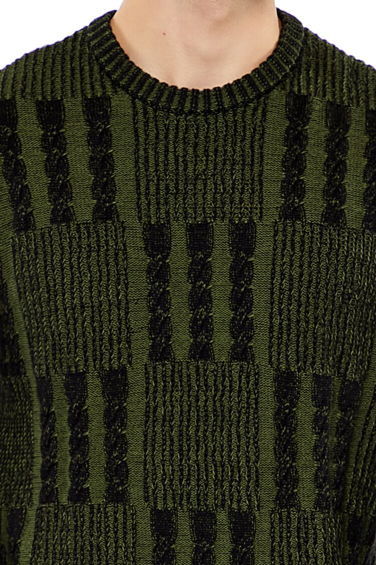 Checkered Cable Knit Sweater - Image 3