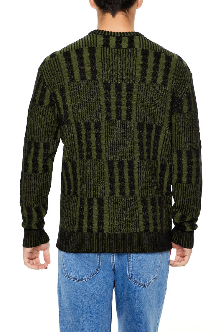 Checkered Cable Knit Sweater - Image 5