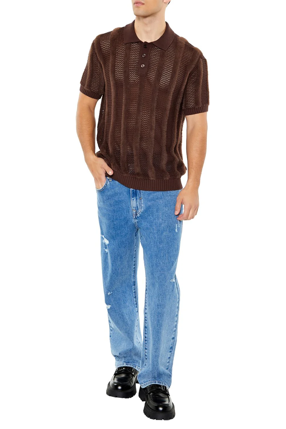 Striped Sweater-Knit Polo Shirt - Image 2
