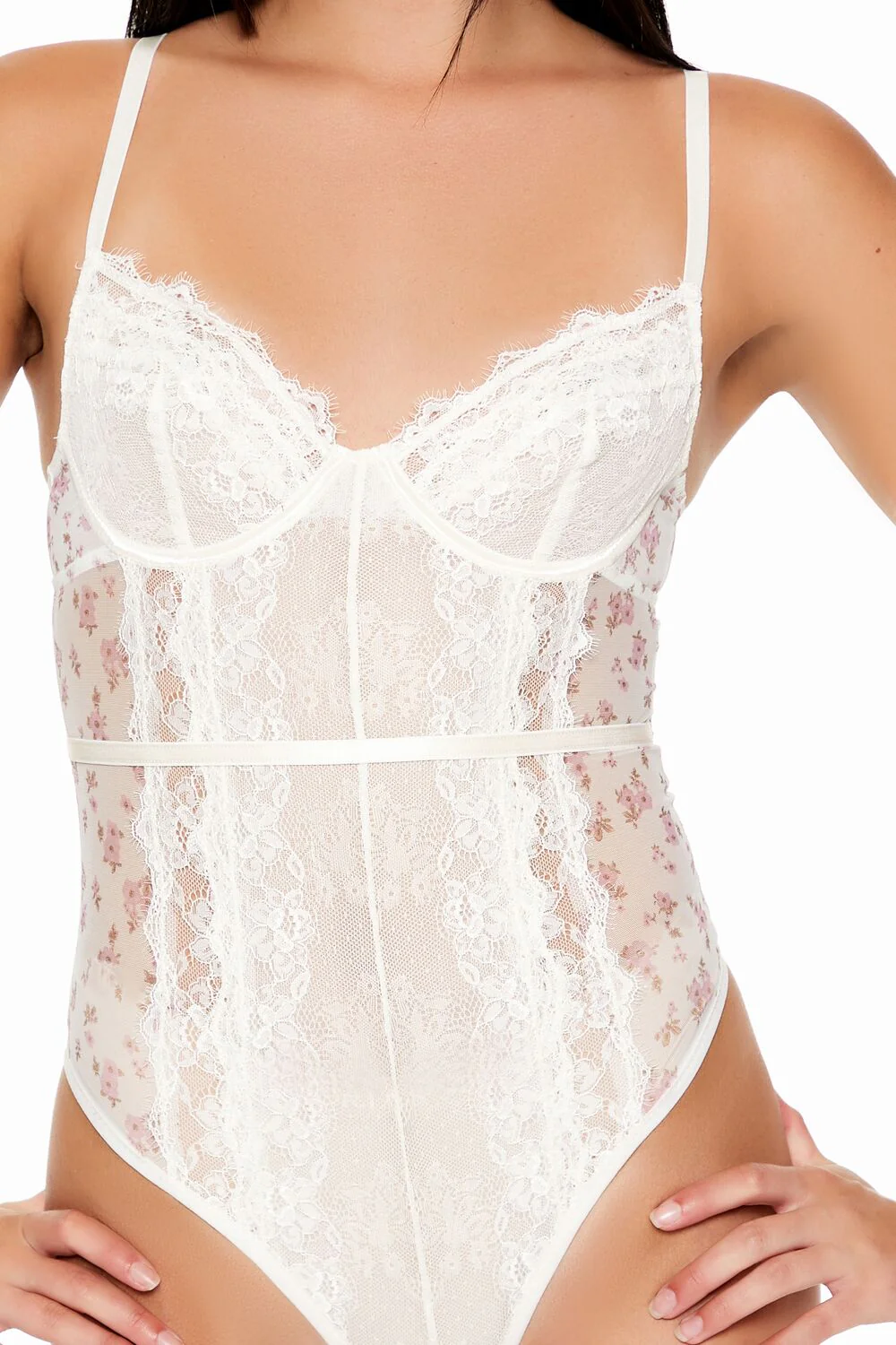 Floral Lace Lingerie Bodysuit - Image 2