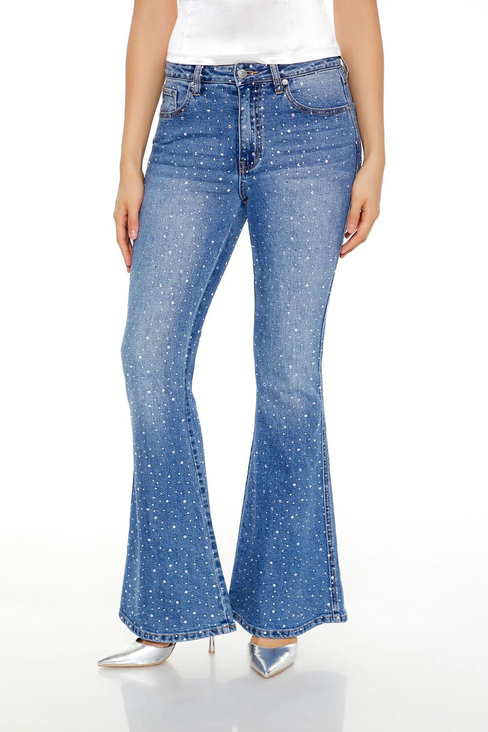 Rhinestone High-Rise Flare Jeans - Image 2