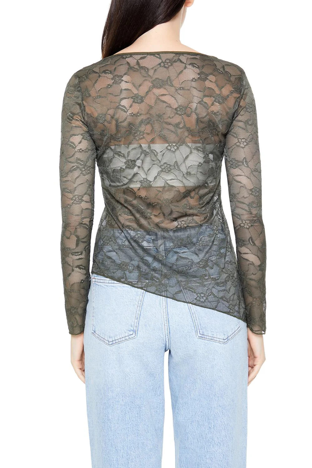Asymmetrical Sheer Lace Top - Image 10
