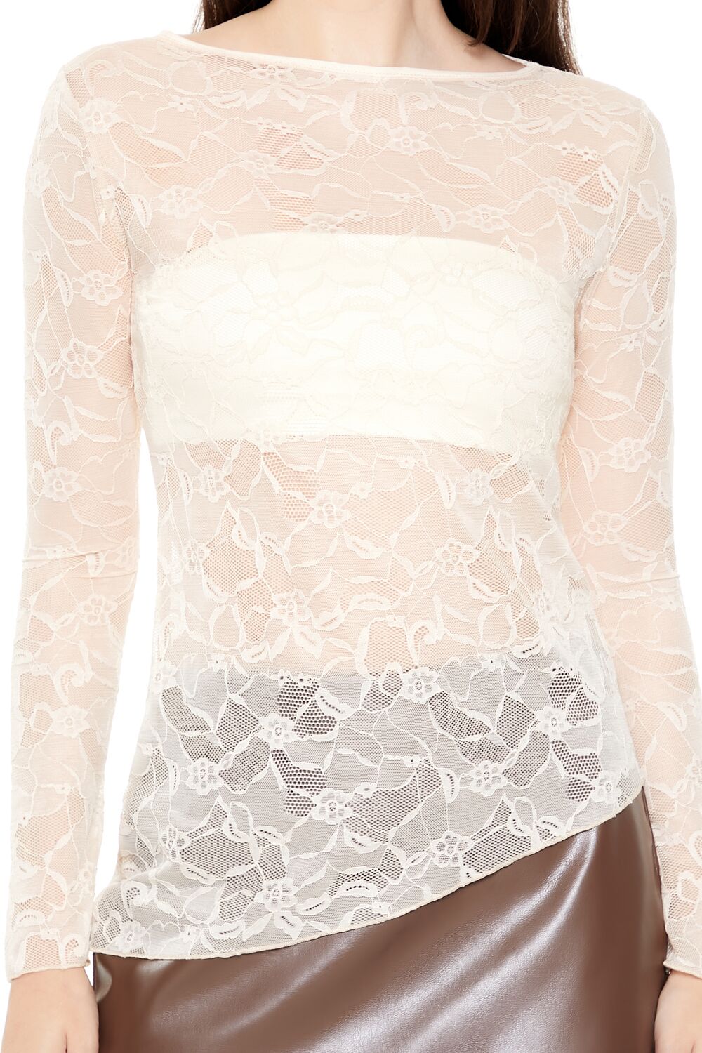 Asymmetrical Sheer Lace Top - Image 3
