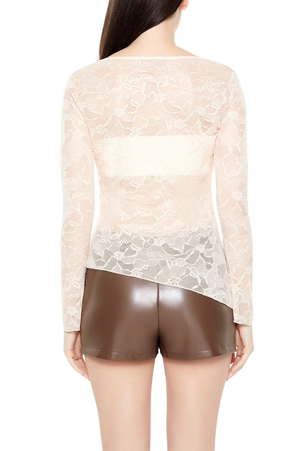 Asymmetrical Sheer Lace Top - Image 5