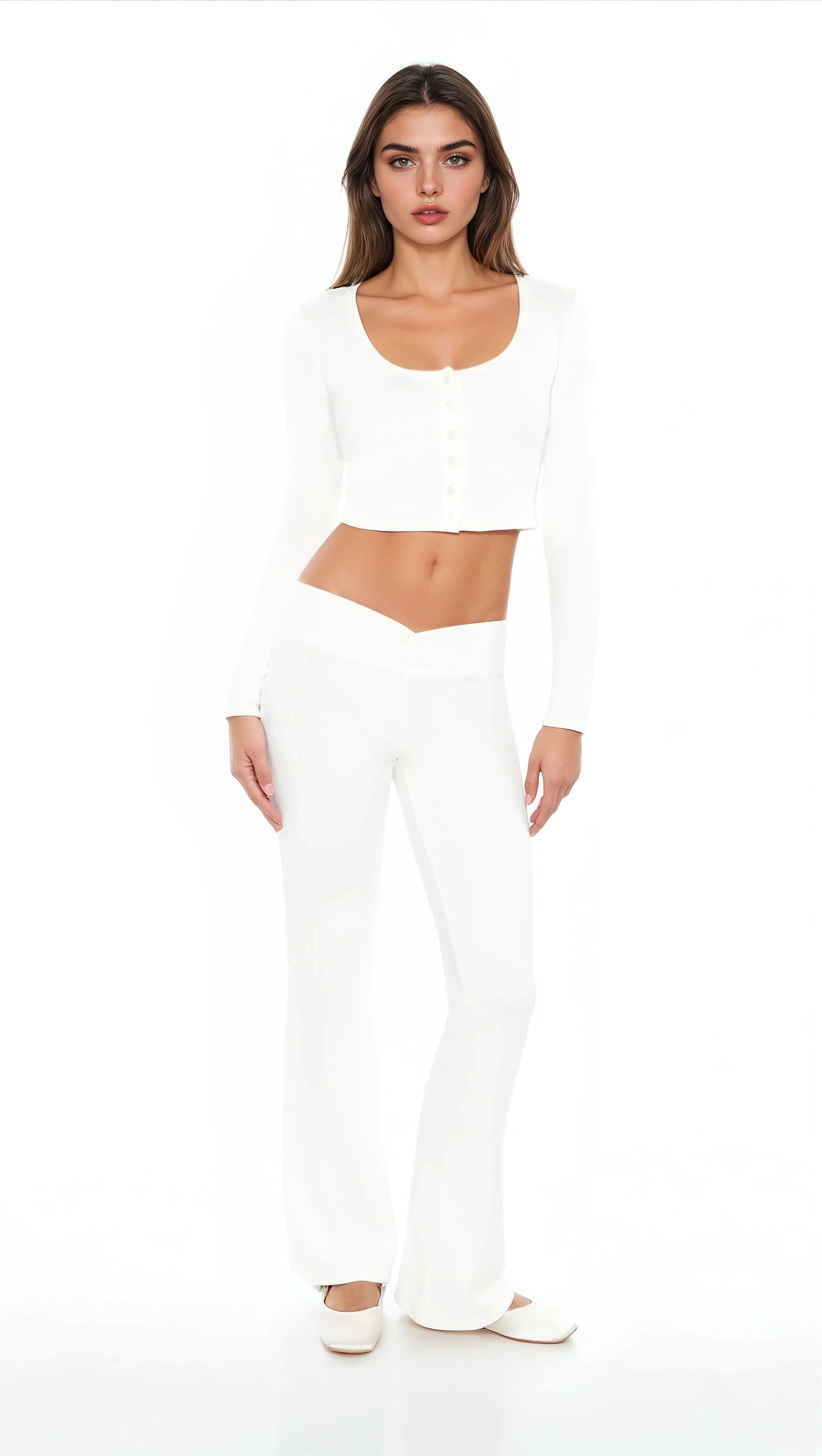 Mid-Rise V-Cut Flare Pants - Image 6
