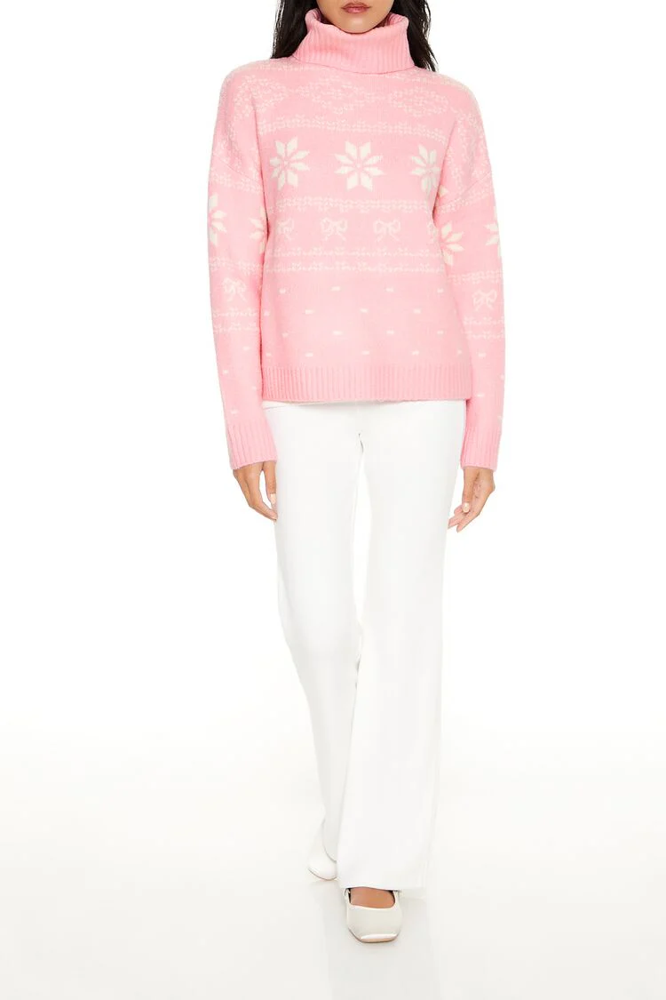 Fair Isle Bow Turtleneck Sweater - Image 2