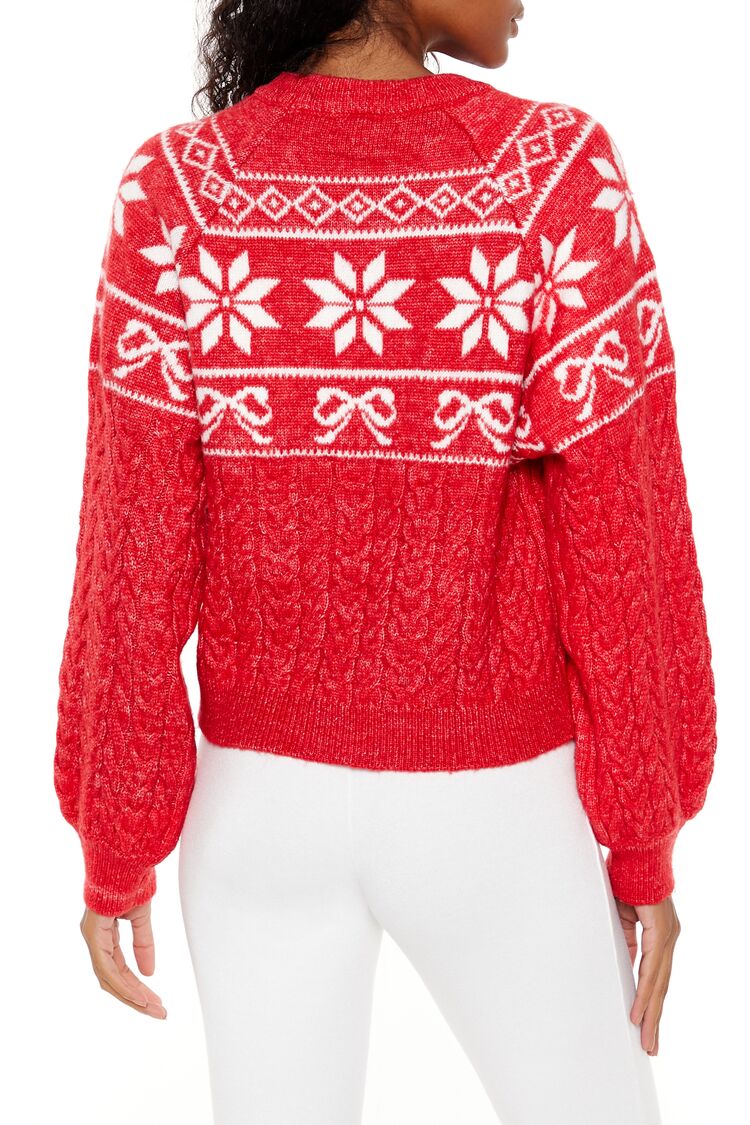 Fair Isle Bow Cable Knit Sweater - Image 5
