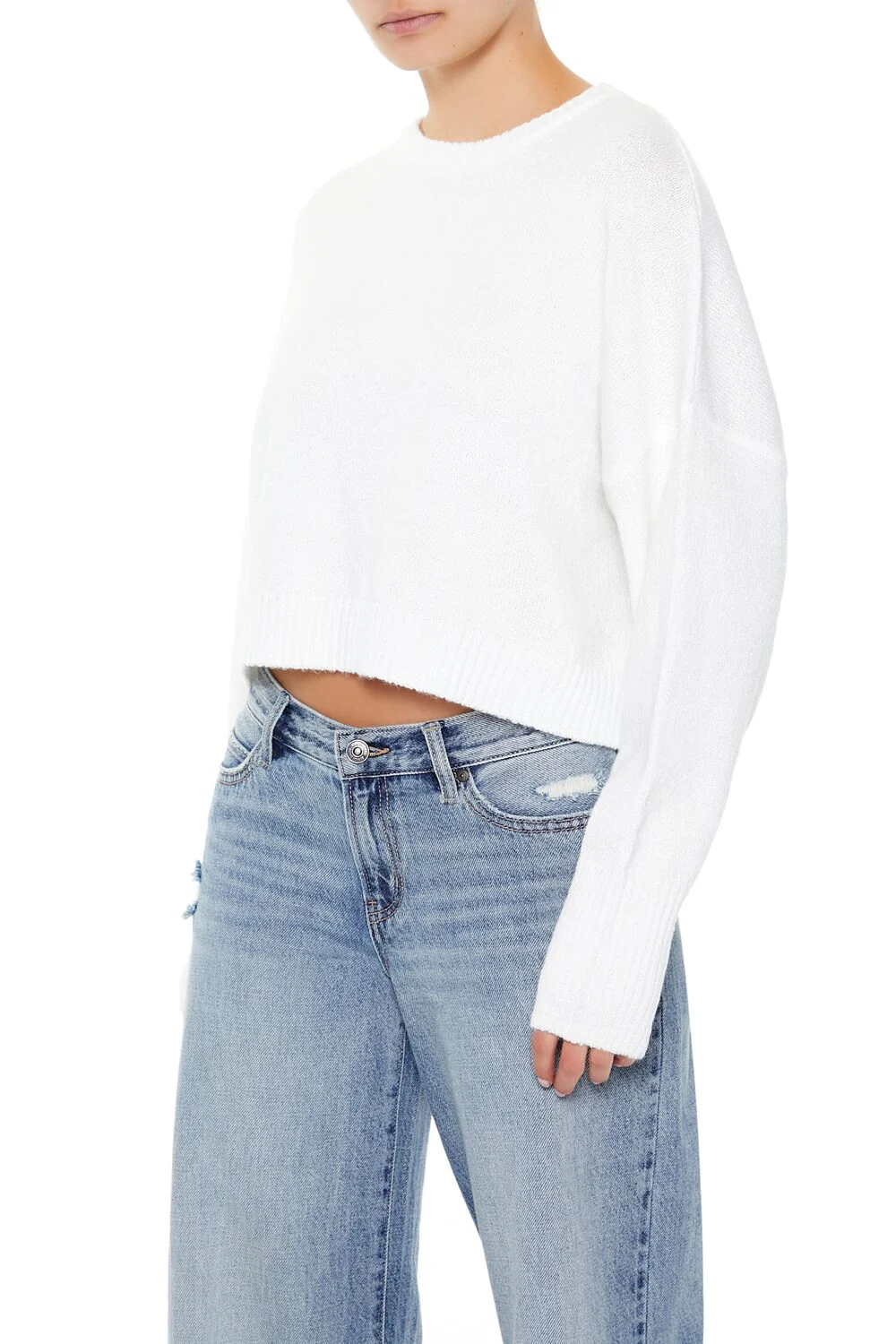 Cropped Drop-Sleeve Sweater - Image 4
