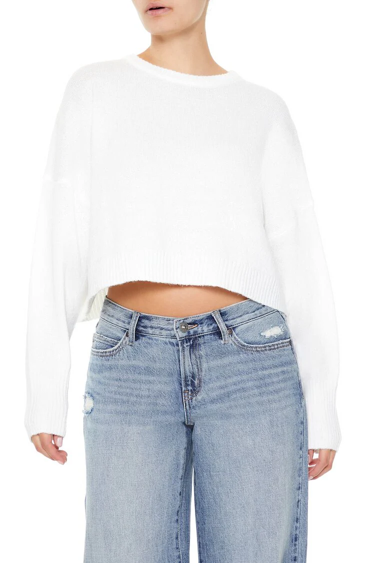 Cropped Drop-Sleeve Sweater - Image 6