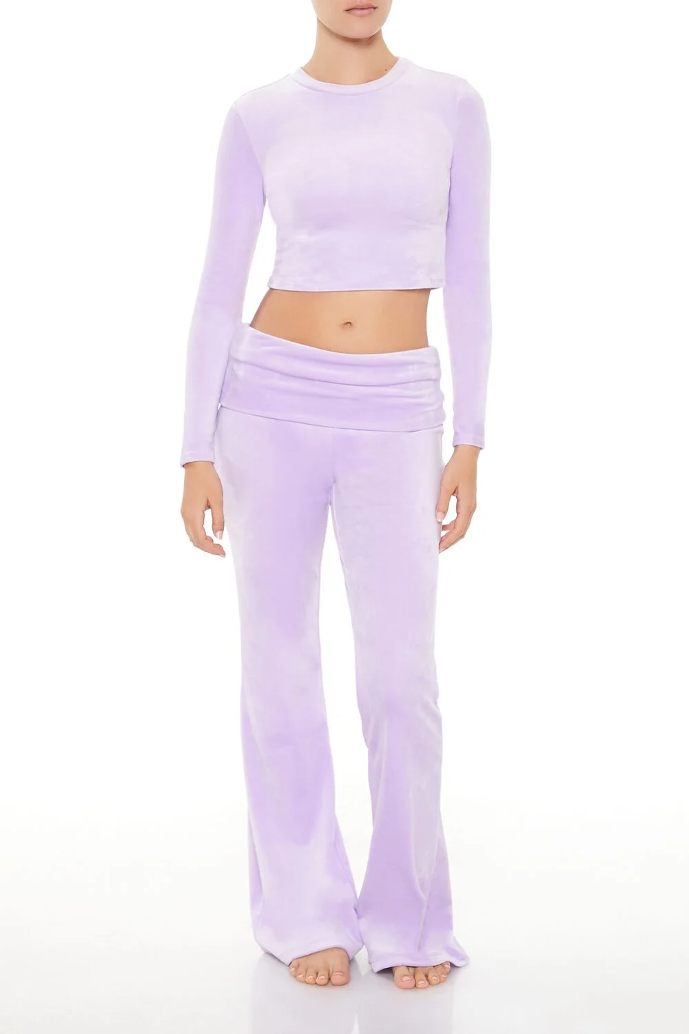 Velour Long-Sleeve Crop Top - Image 2