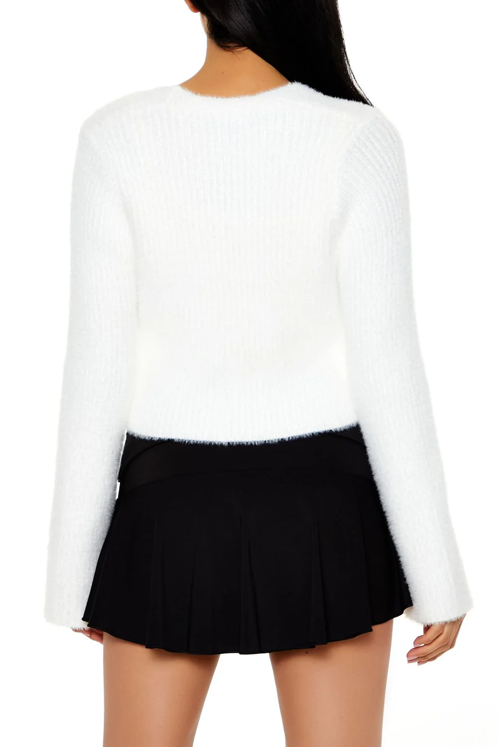 Bow Fuzzy Knit Cardigan Sweater - Image 5