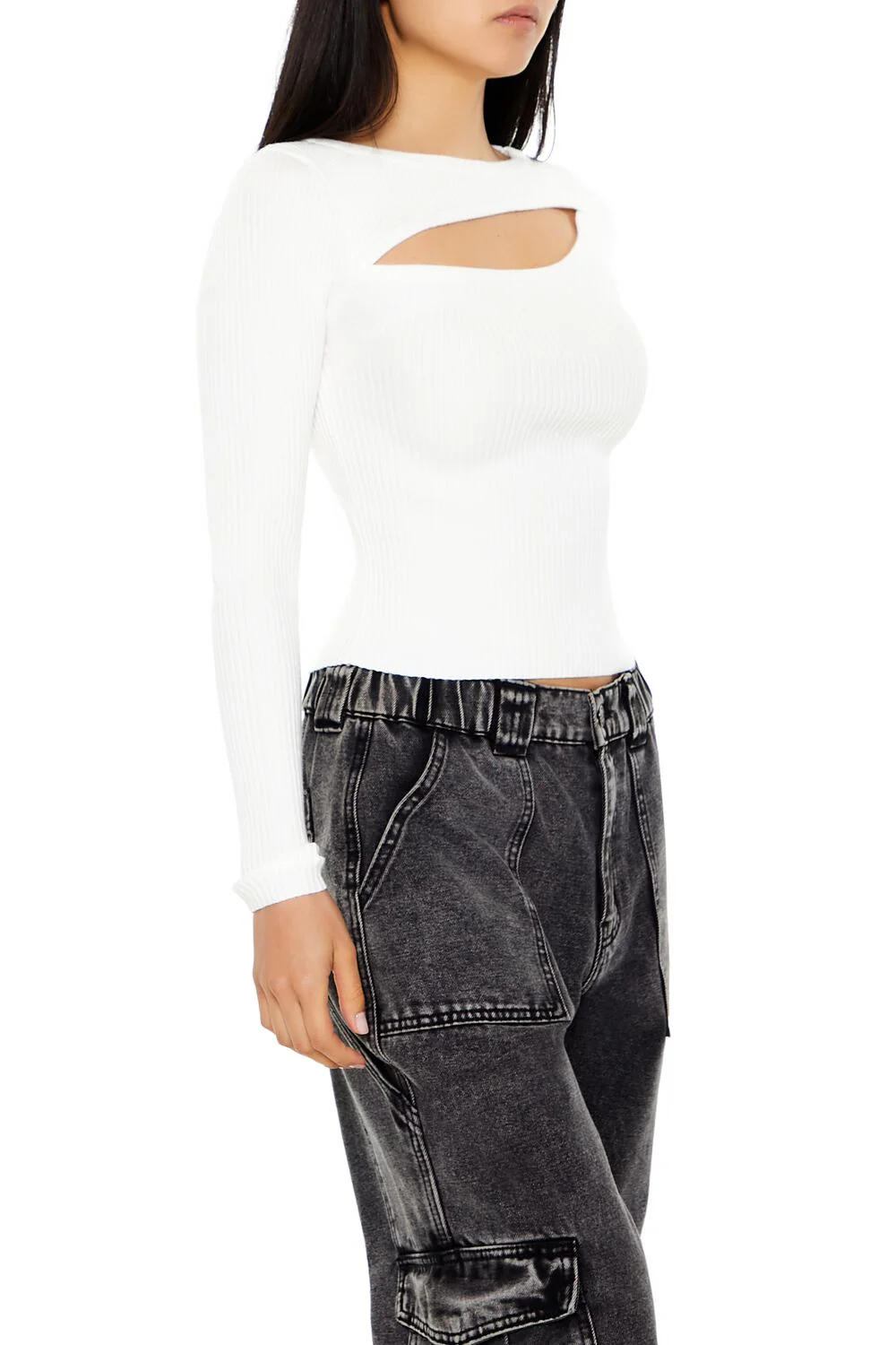 Cutout Ribbed Sweater - Image 3