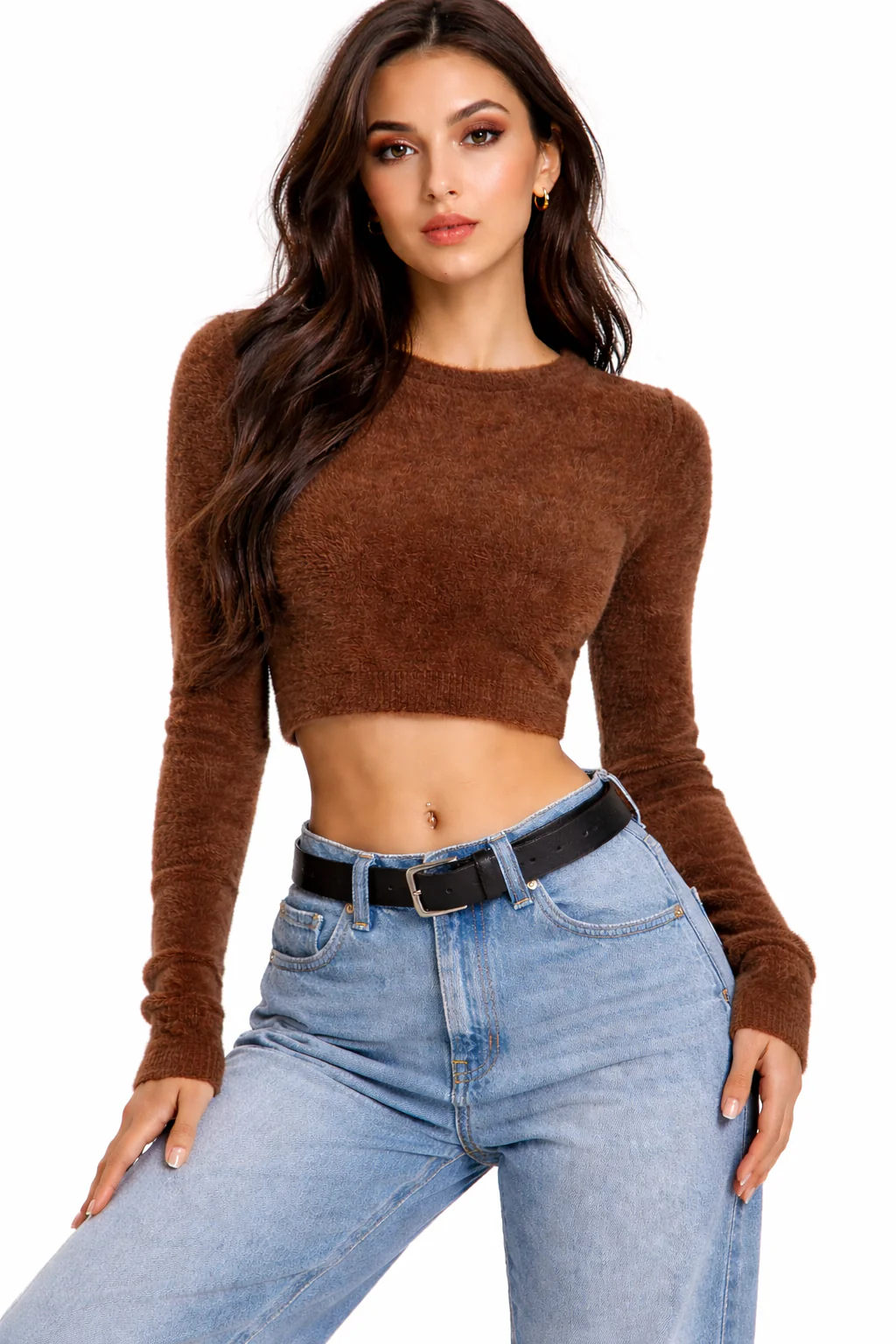 Fuzzy Knit Cropped Sweater - Image 19