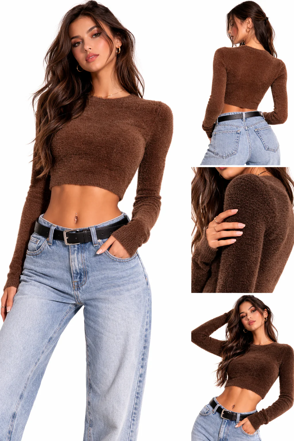 Fuzzy Knit Cropped Sweater - Image 20