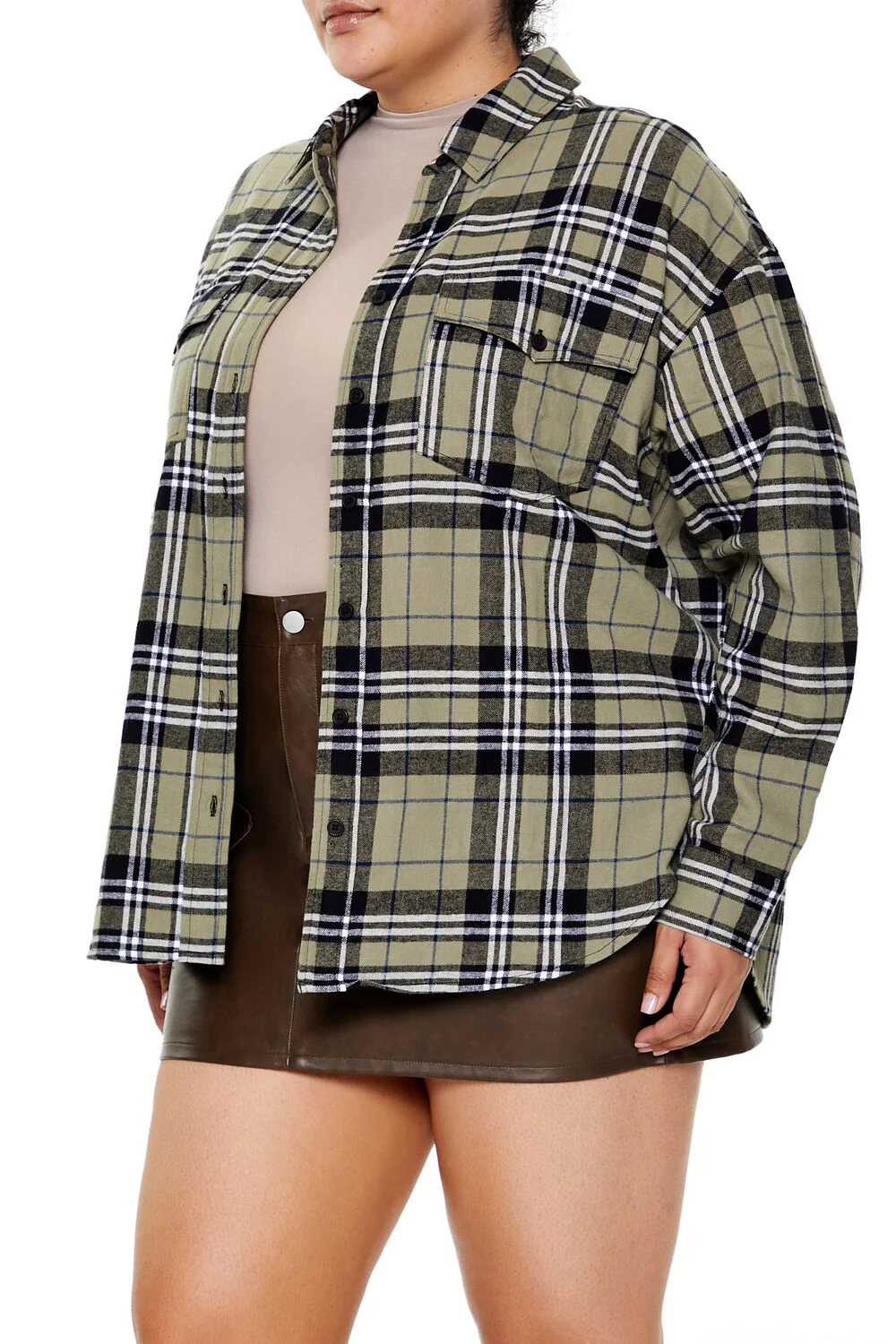 Plus Size Plaid Flannel Shirt - Image 4