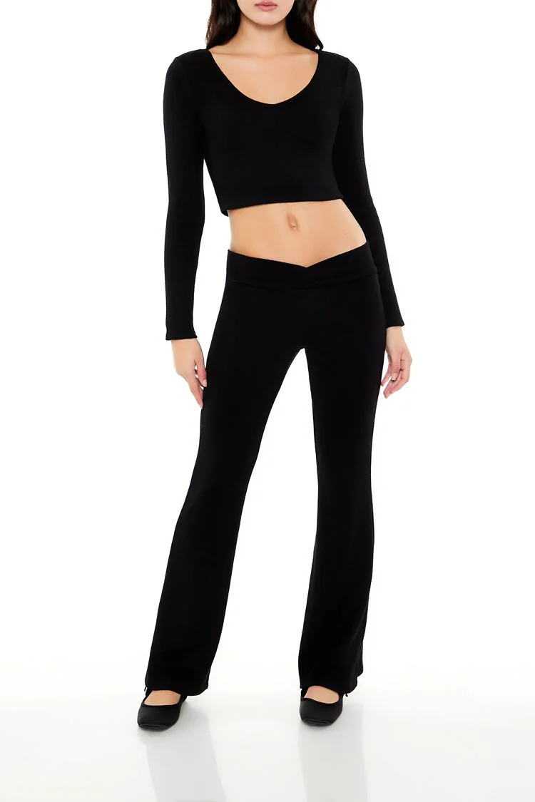 V-Neck Long-Sleeve Crop Top - Image 2