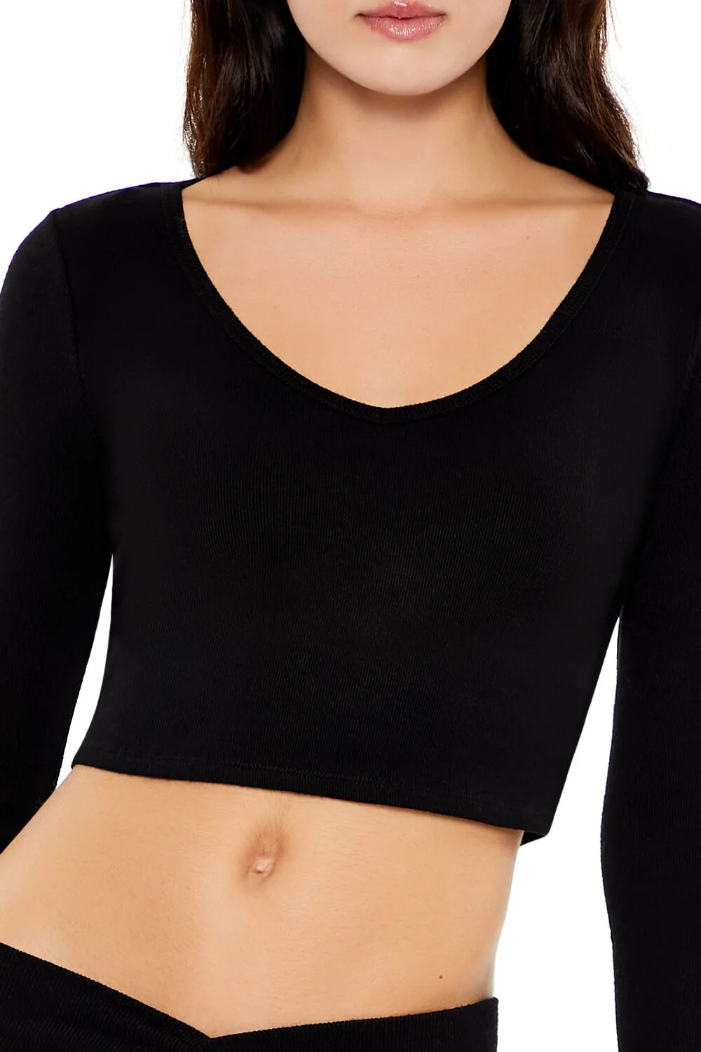 V-Neck Long-Sleeve Crop Top - Image 3