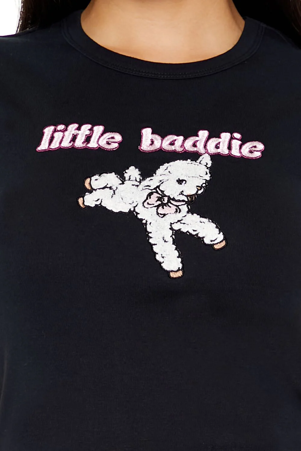 Embroidered Little Baddie Baby Tee - Image 3