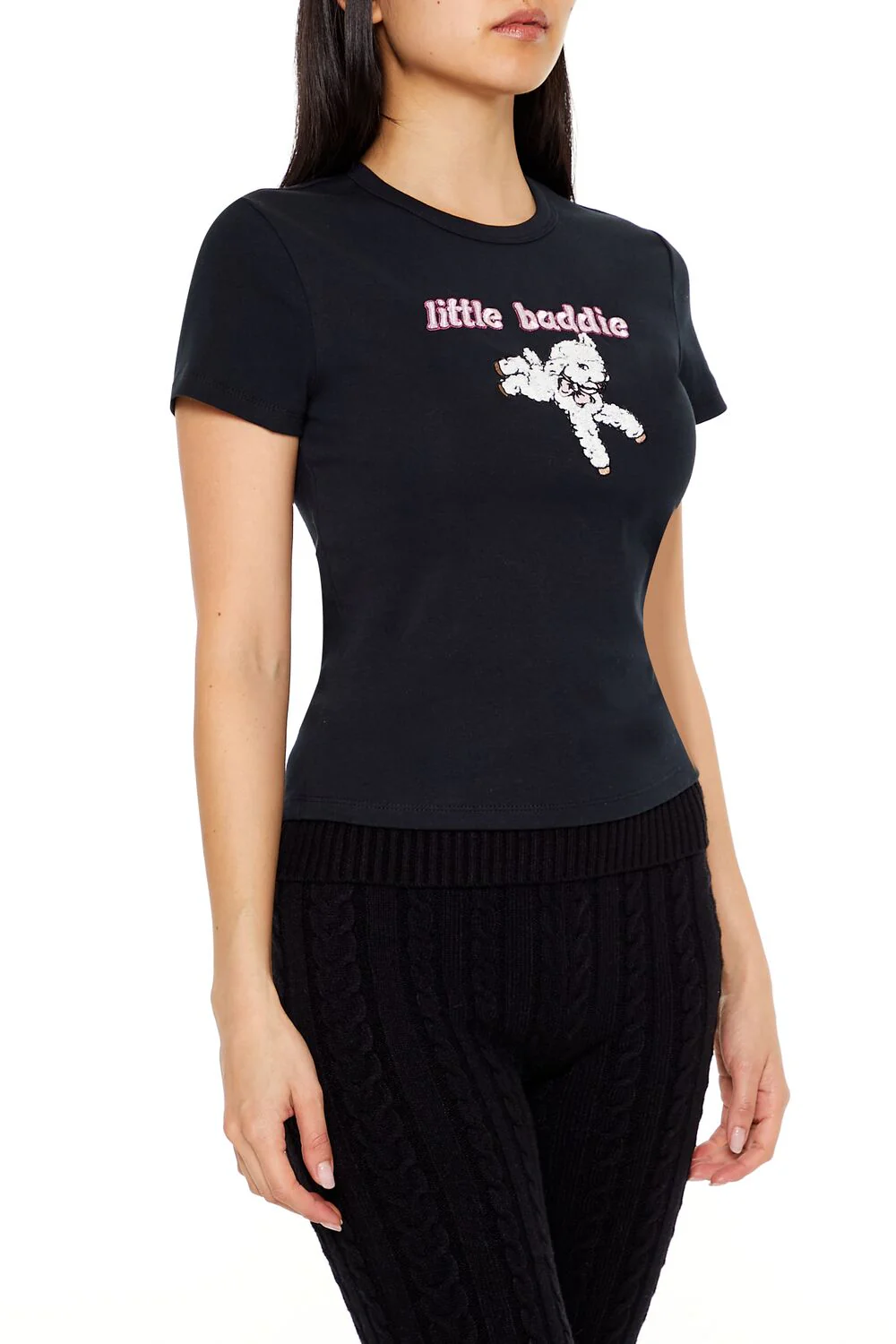 Embroidered Little Baddie Baby Tee - Image 4