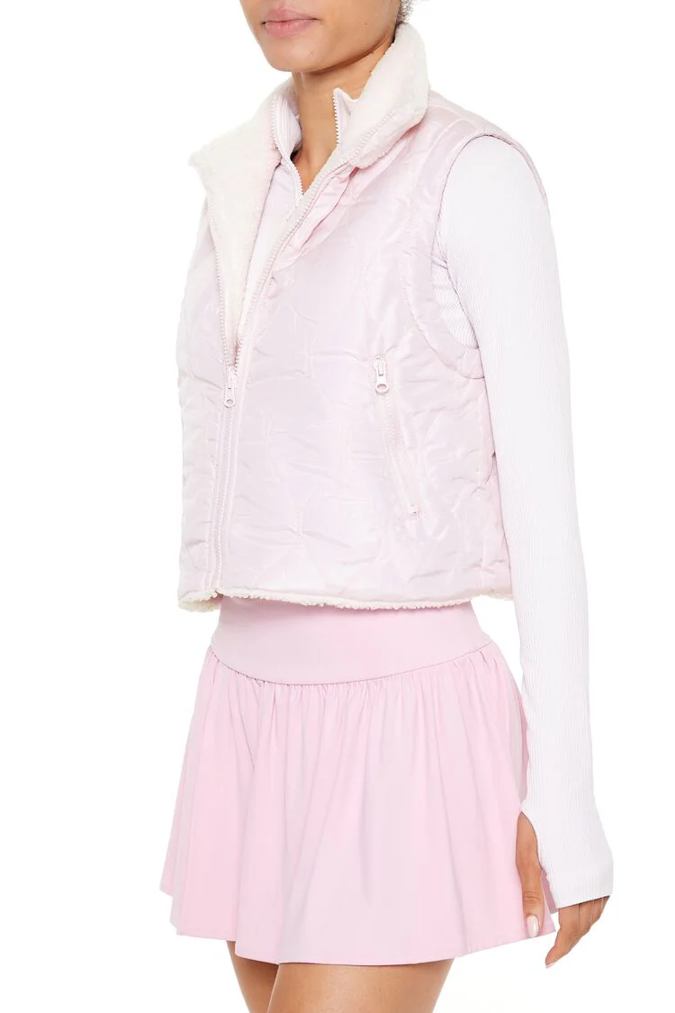 Active Quilted Faux Shearling Vest - Image 4