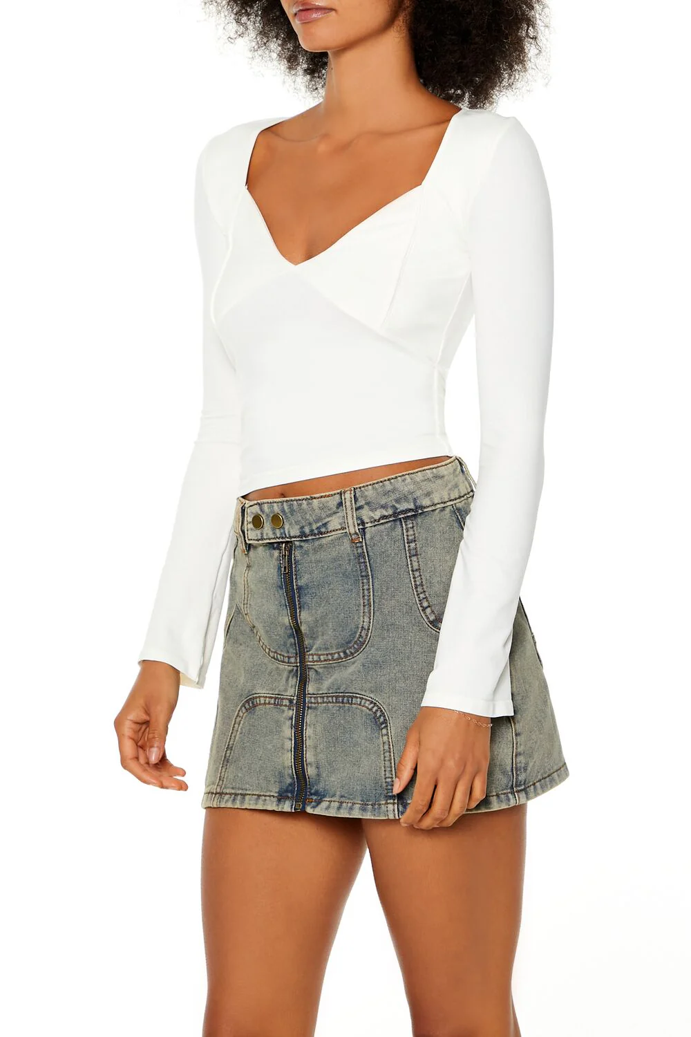 Seamless Knit V-Neck Crop Top - Image 4