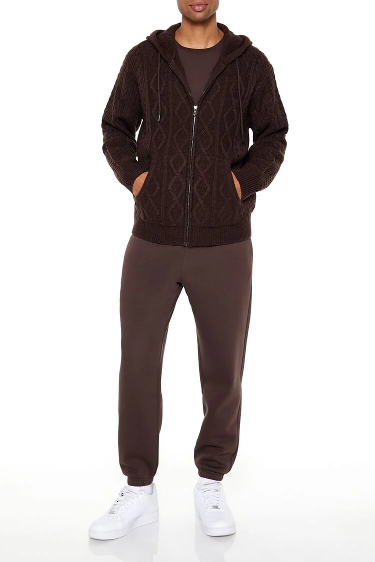 Hooded Cable Knit Zip-Up Sweater - Image 2