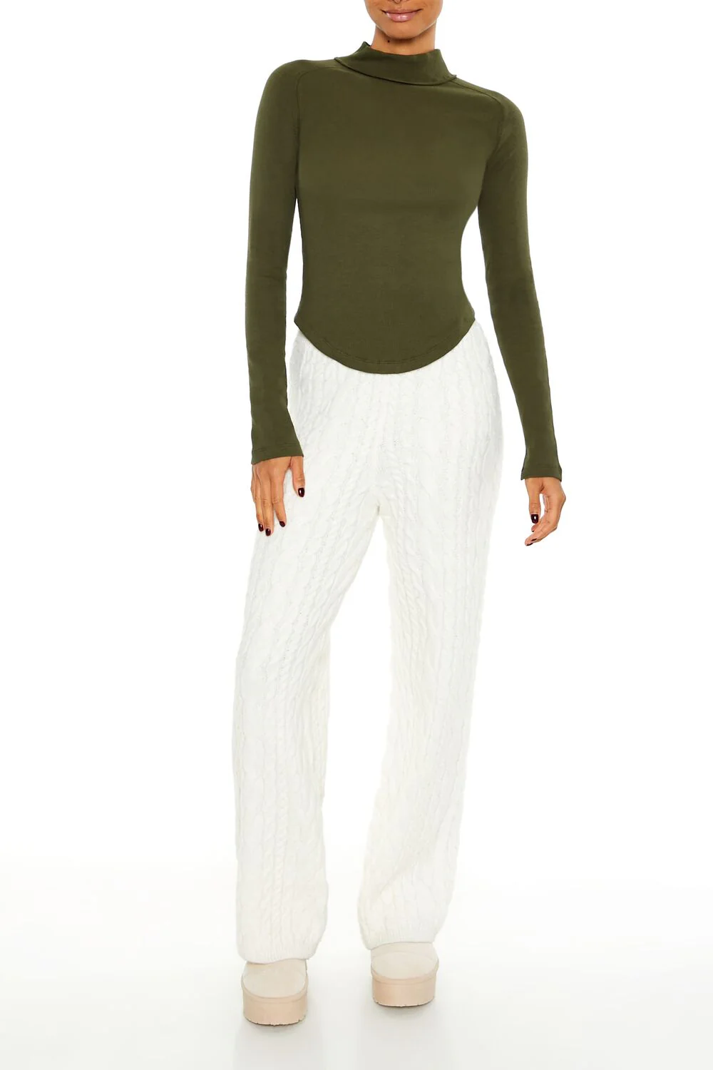 Ribbed Mock Neck Top - Image 2