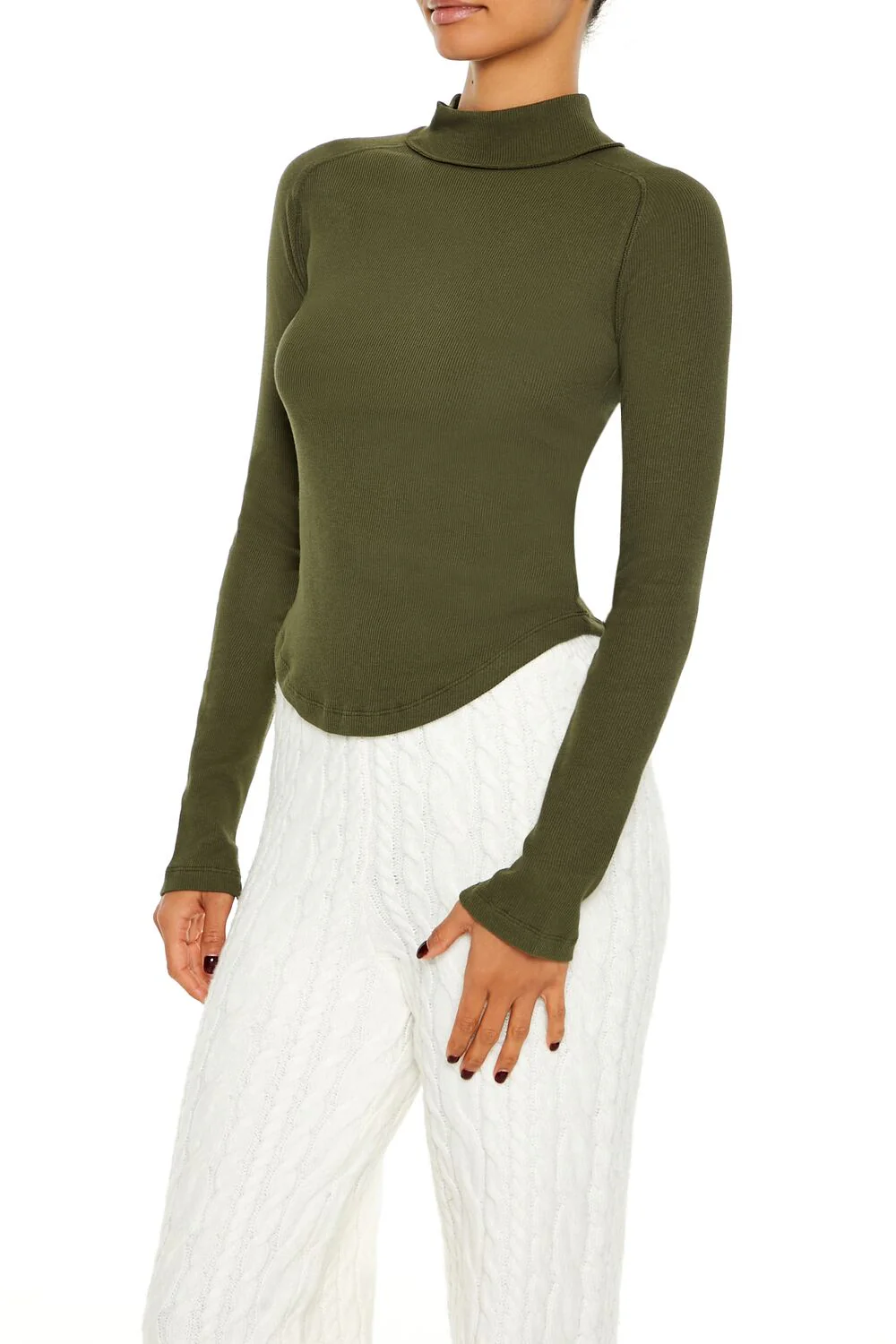 Ribbed Mock Neck Top - Image 4