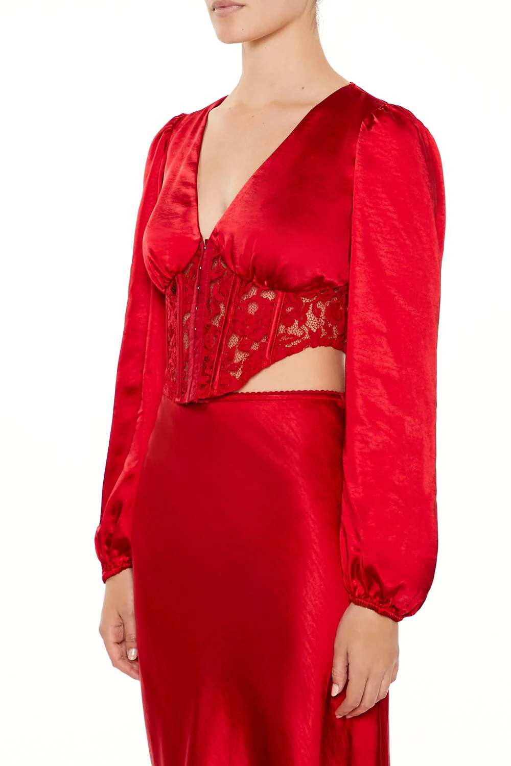 Satin & Lace Corset Crop Top - Image 4