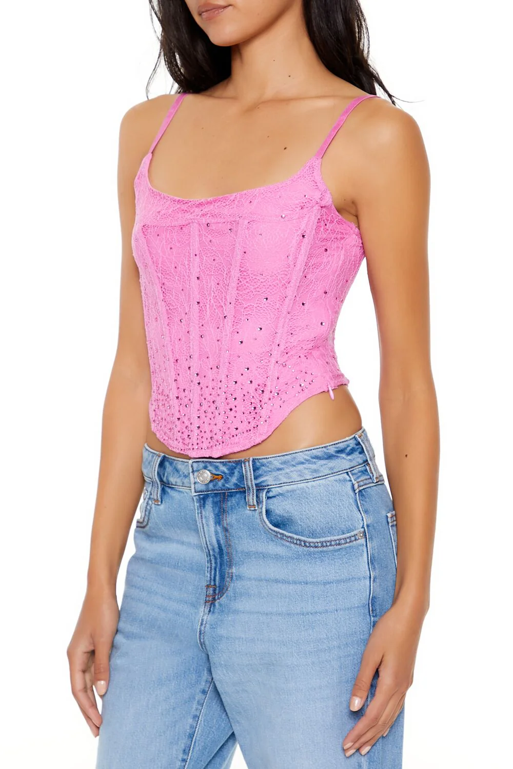 Lace Rhinestone Corset Cami - Image 9