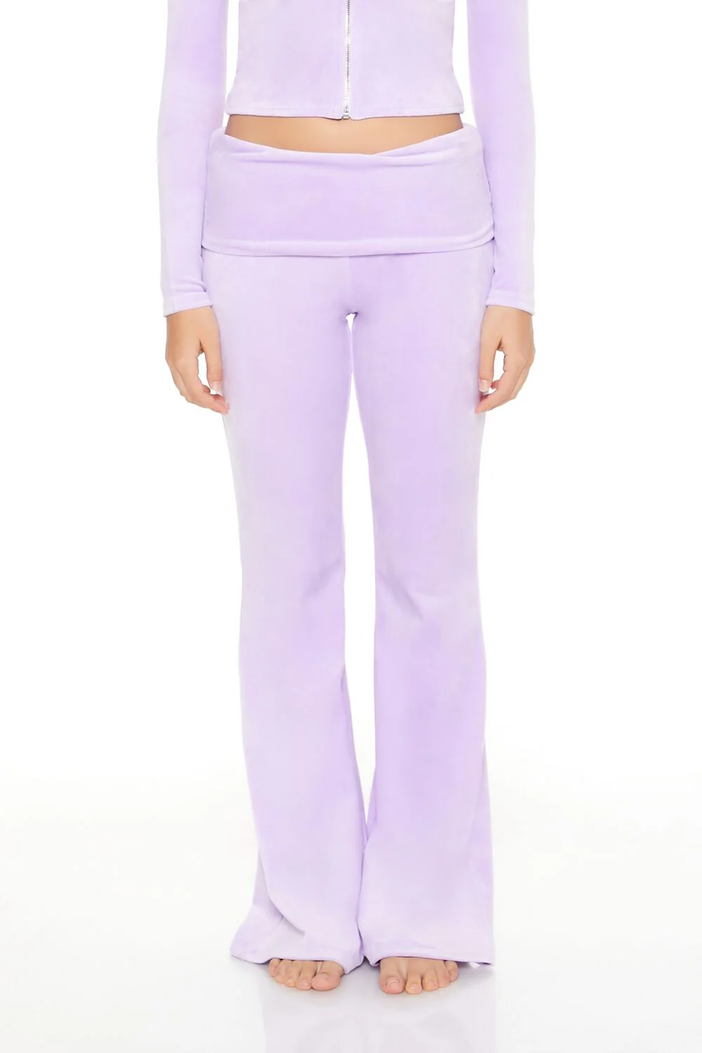 Velour Foldover Flare Pants - Image 2