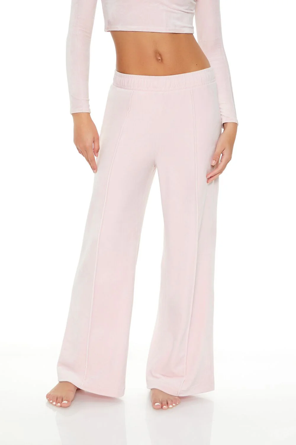 Velour Mid-Rise Wide-Leg Pants - Image 2