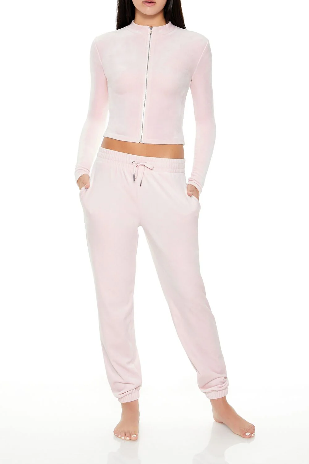 Velour Cropped Zip-Up Jacket - Image 2