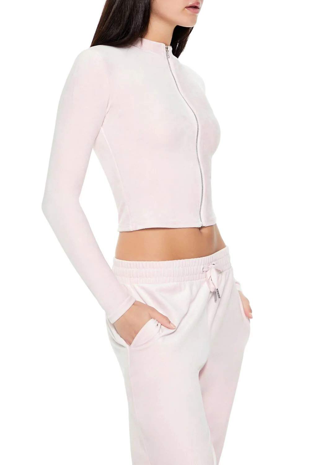 Velour Cropped Zip-Up Jacket - Image 4