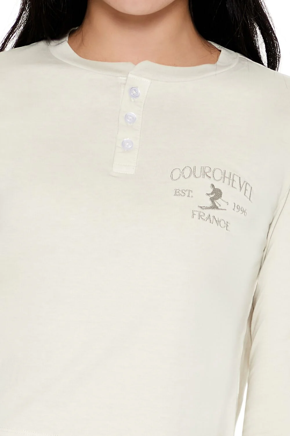 Courchevel France Ski Henley Tee - Image 3