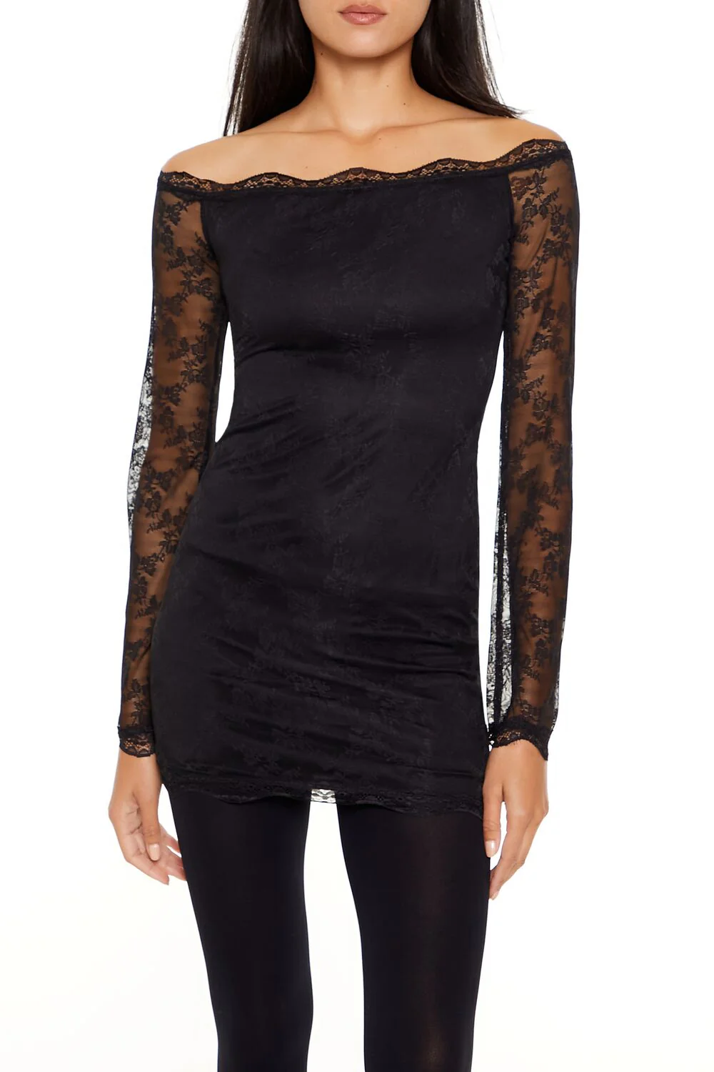 Lace Off-the-Shoulder Mini Dress - Image 2