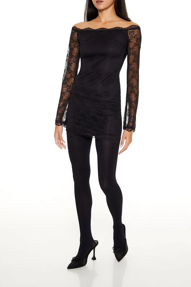 Lace Off-the-Shoulder Mini Dress - Image 3