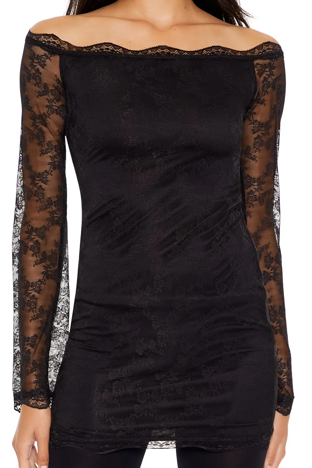 Lace Off-the-Shoulder Mini Dress - Image 5