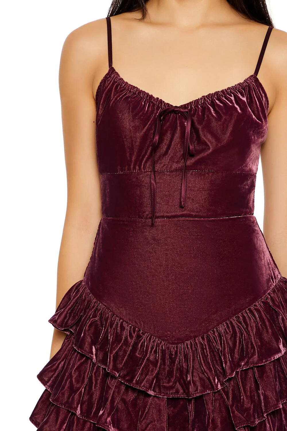 Tiered Velvet Mini Dress - Image 10