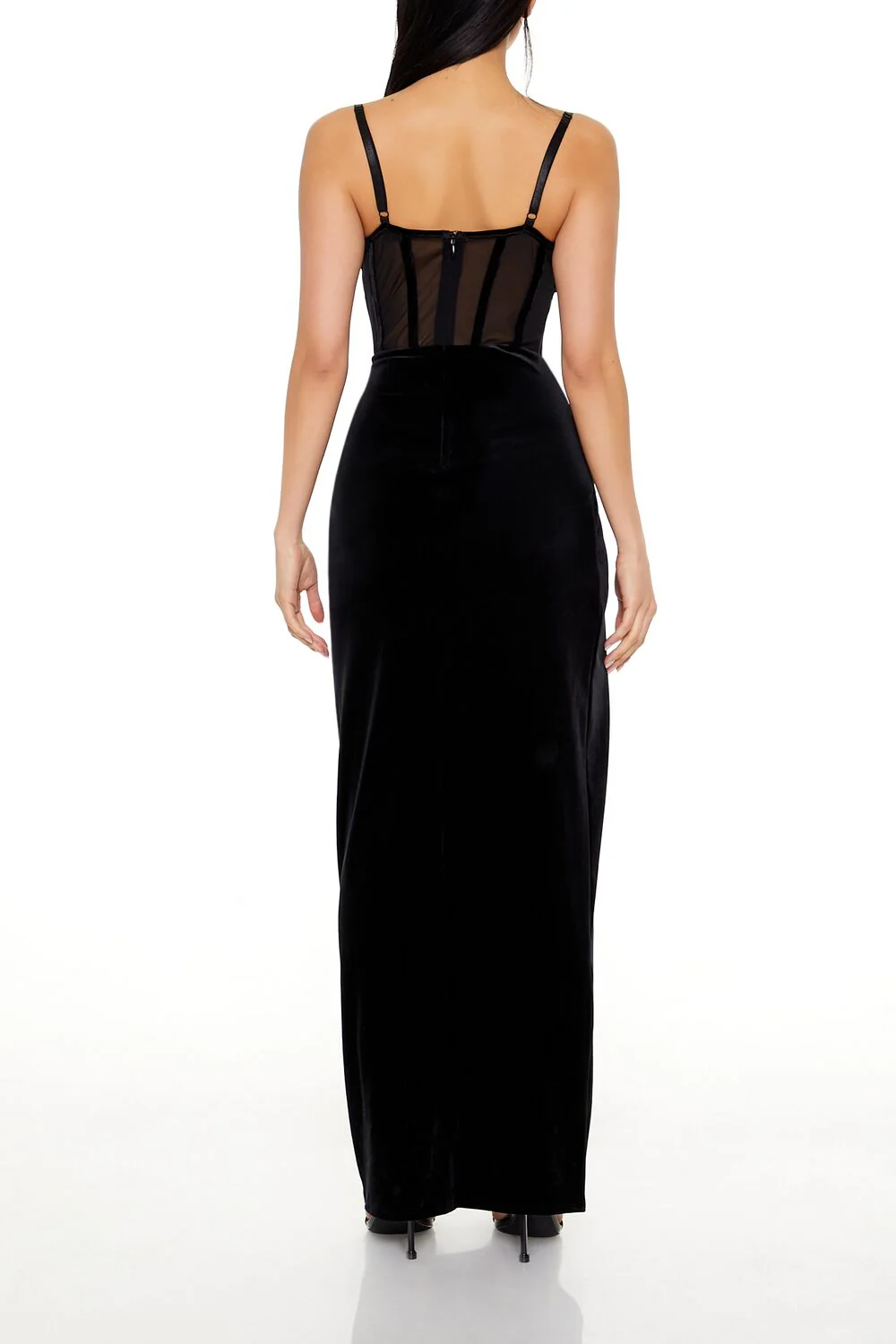 Velvet Corset Cowl Maxi Dress - Image 4
