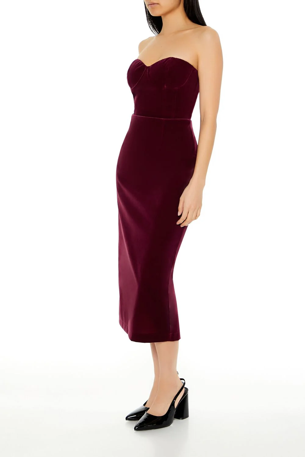 Velvet Sweetheart Midi Tube Dress - Image 3