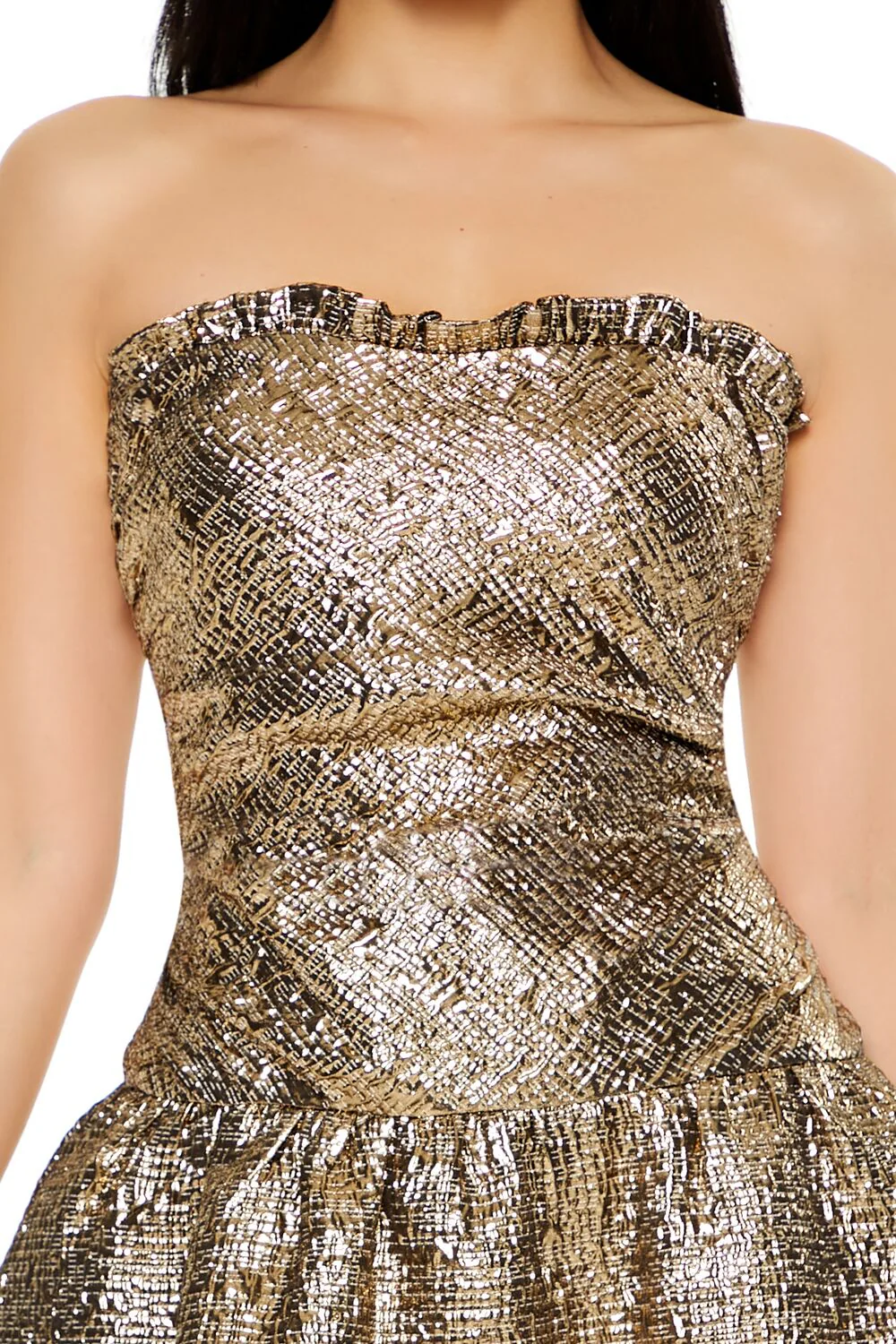 Metallic Ruffle Mini Tube Dress - Image 5
