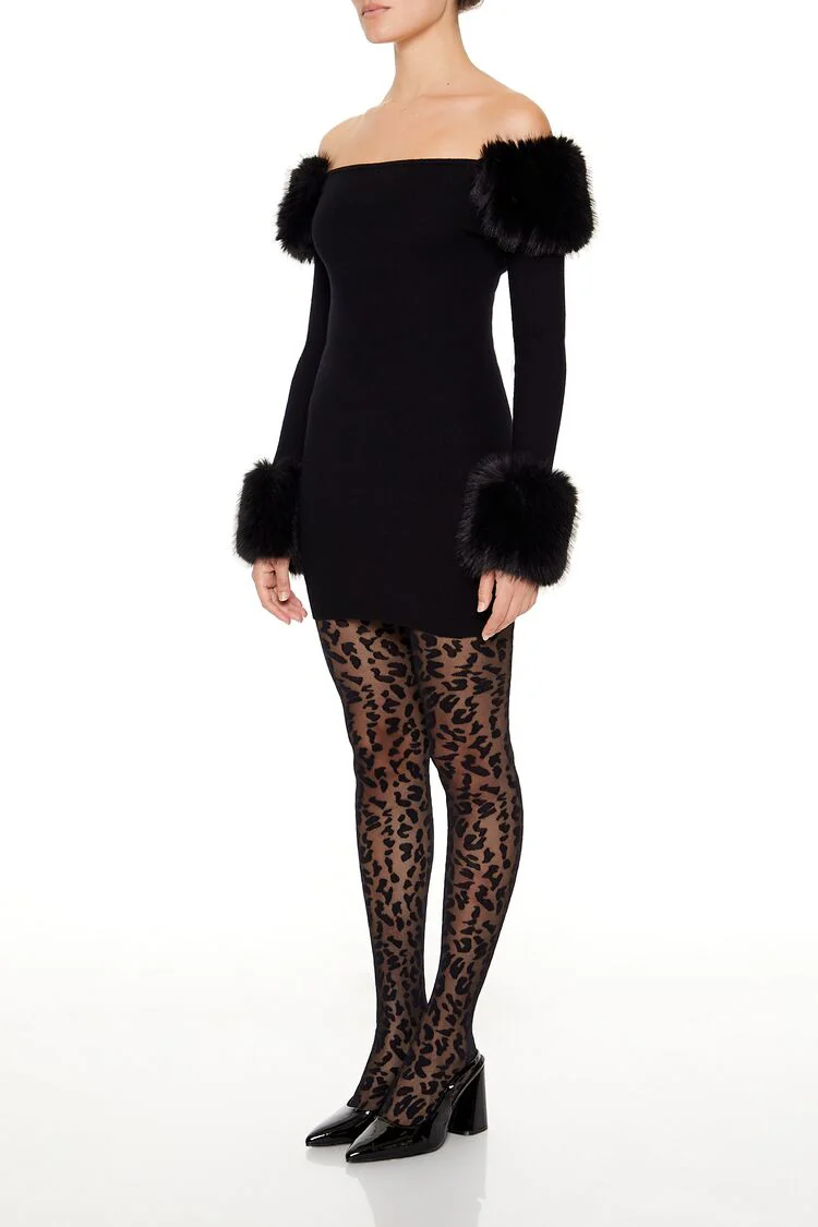 Off-the-Shoulder Mini Sweater Dress - Image 2