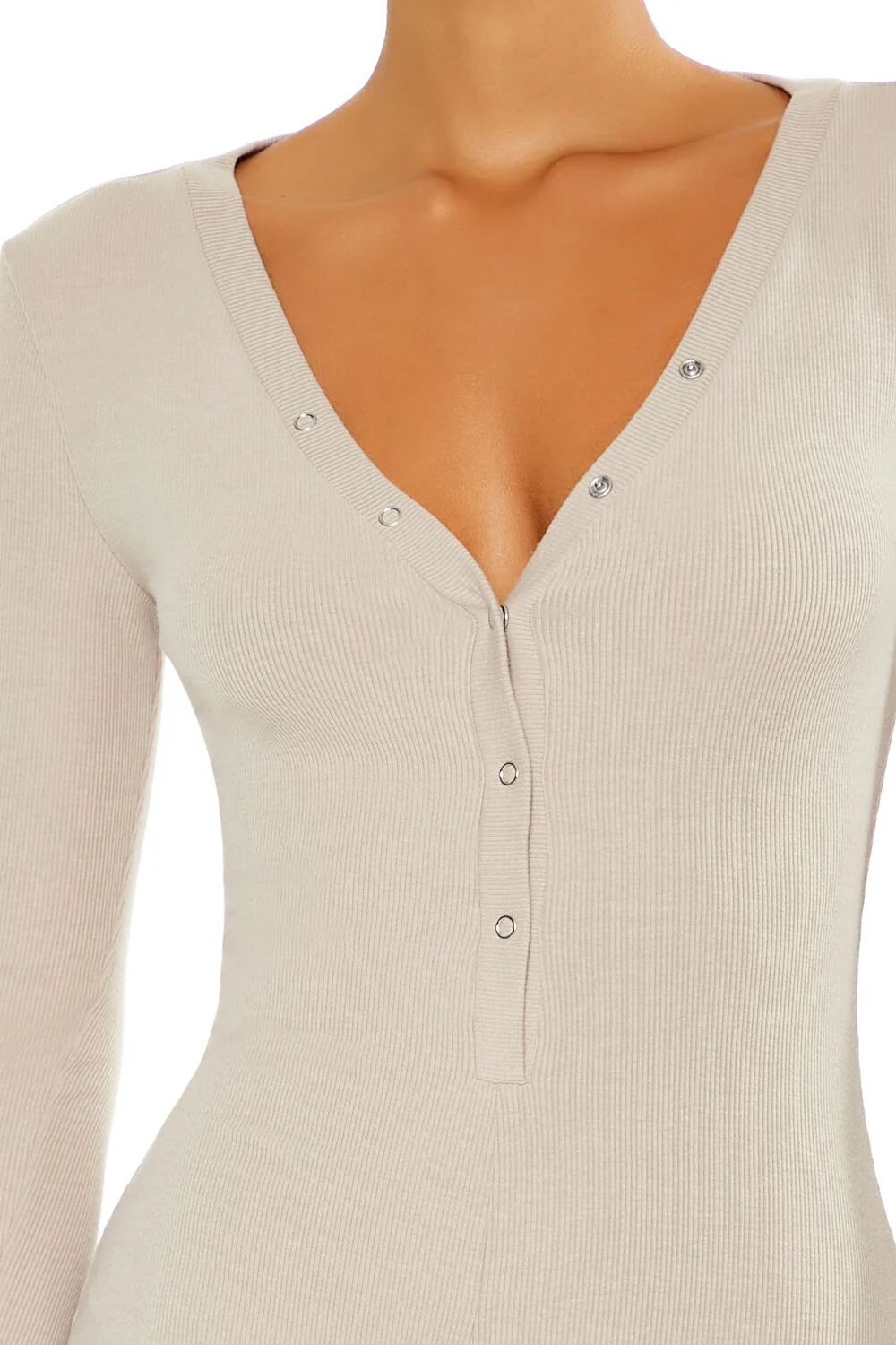 Fitted Ribbed Knit Pajama Romper - Image 5