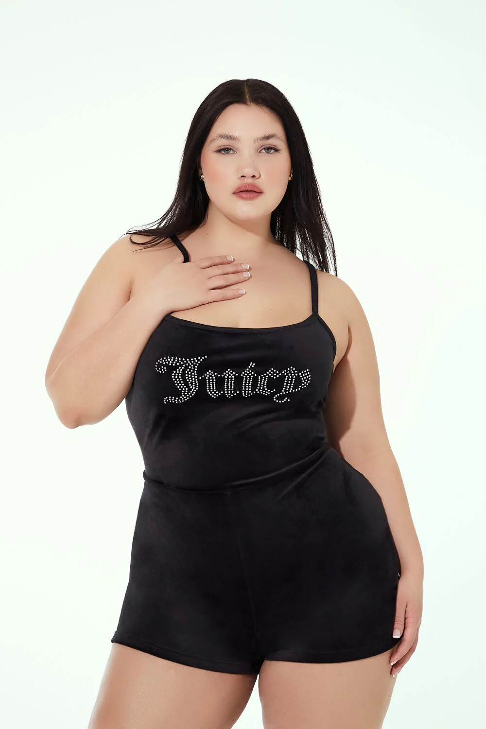 Plus Size Juicy Couture Rhinestone Romper - Image 2