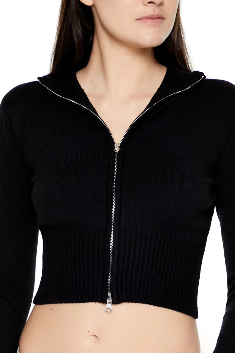 Cropped Zip-Up Sweater - Image 3