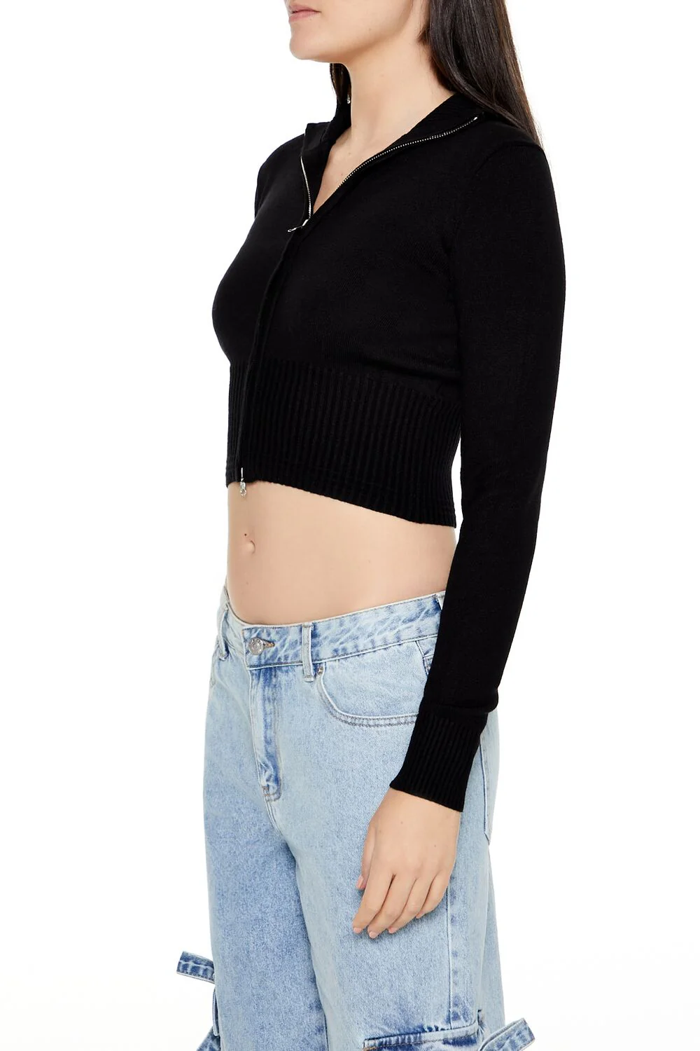 Cropped Zip-Up Sweater - Image 4